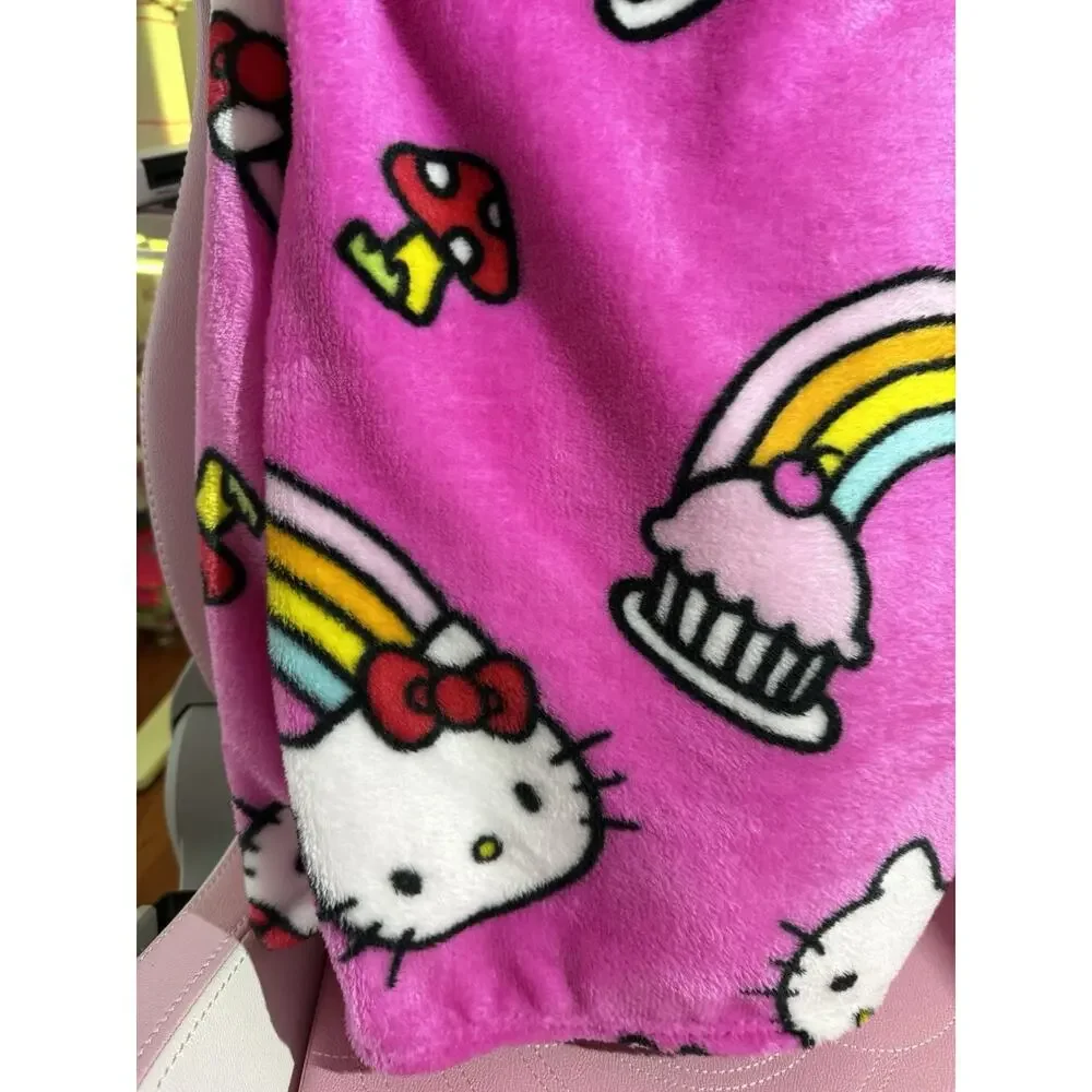 Hello Kitty Throw Blanket Silk Touch Pink Meow Rainbow Cupcake 2025 Sanrio